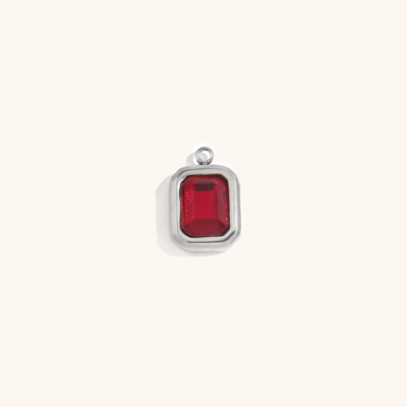 Square glass pendant january-steel color-pomegranate red diamond