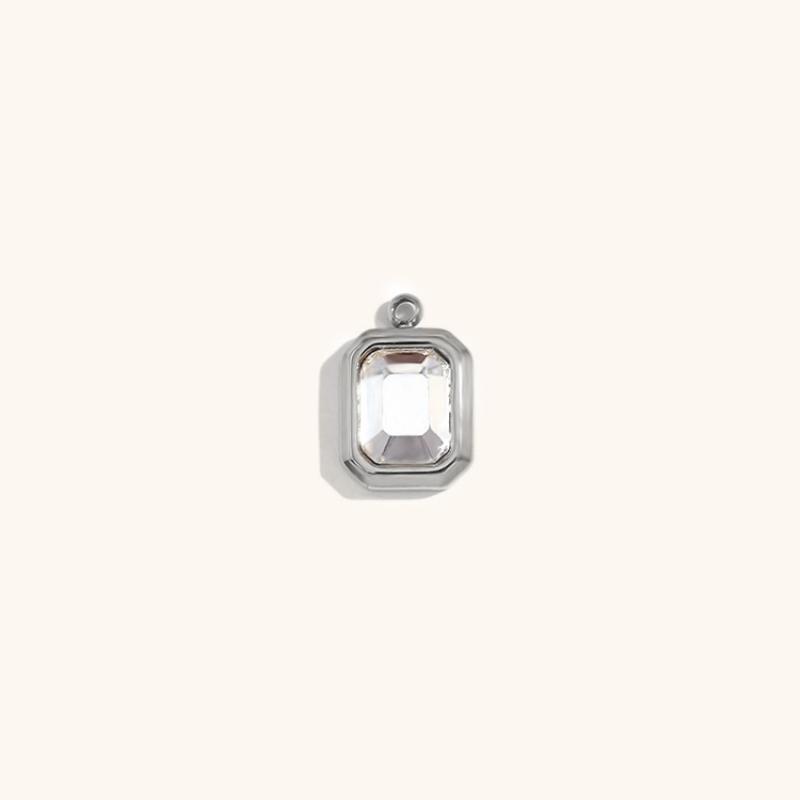 Square glass pendant april-steel color-white diamond