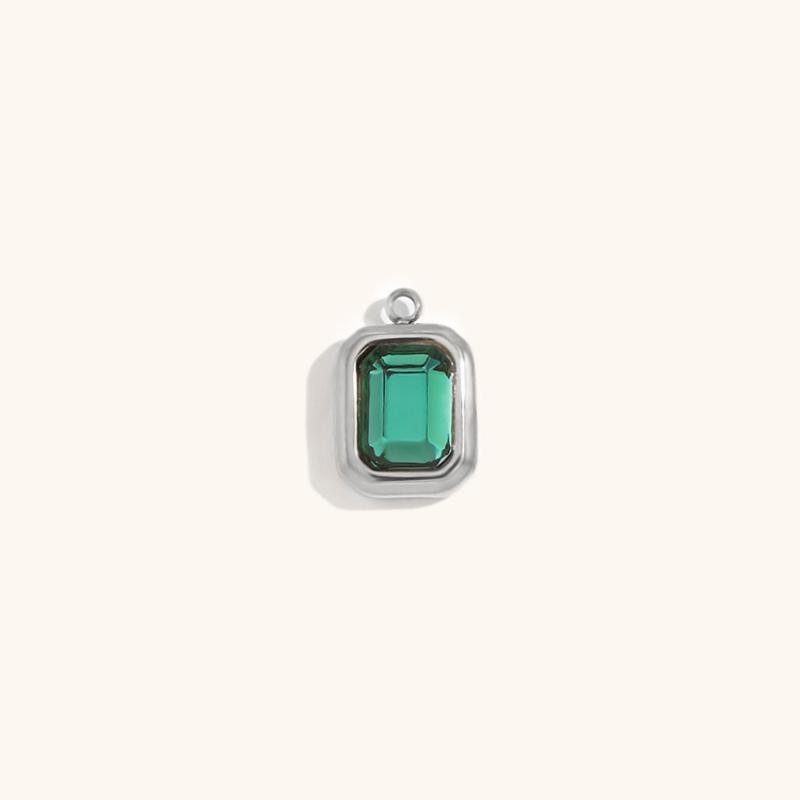 Square glass pendant may-steel color-dark green diamond