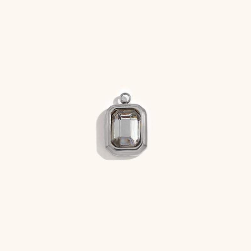 Square glass pendant june-steel color-gray and white diamond