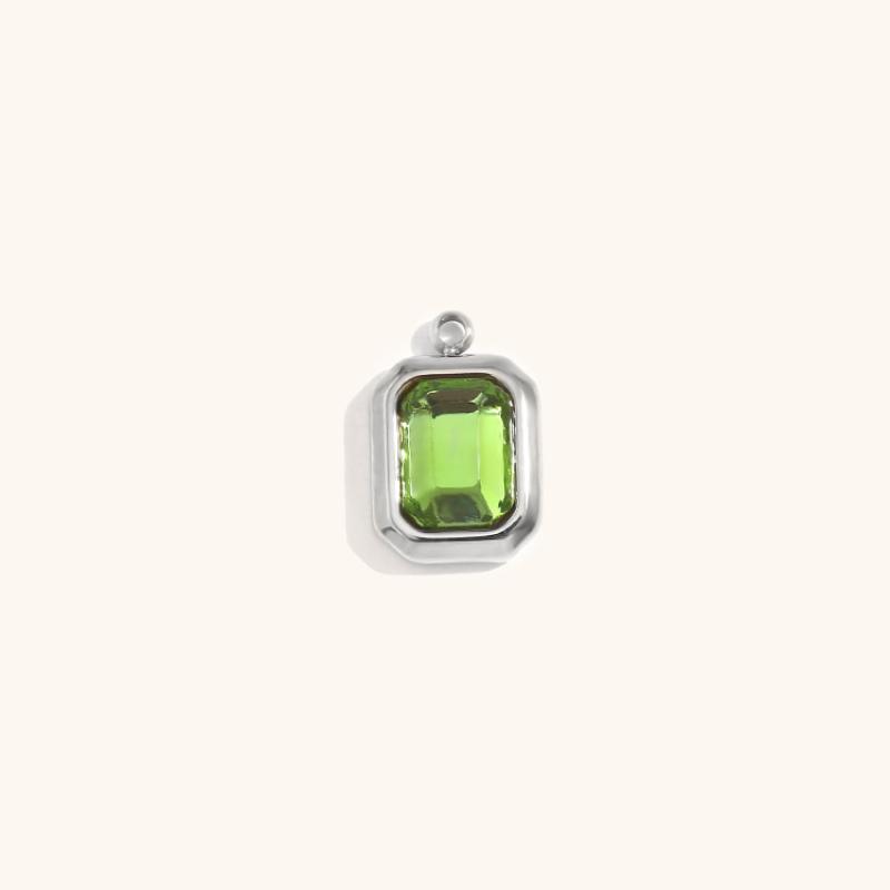 Square glass pendant august-steel color-light green diamond