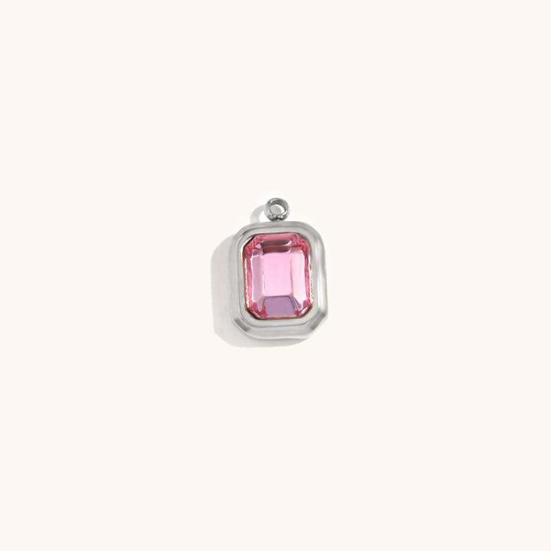 Square glass pendant october-steel color-rose red diamond