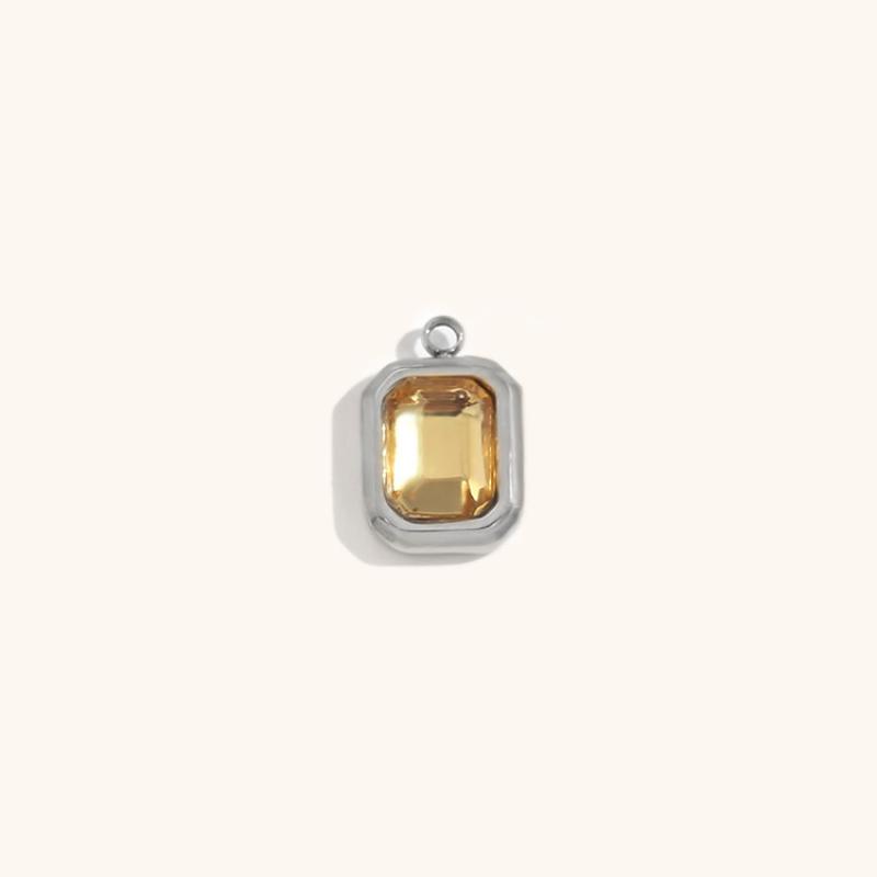 Square glass pendant november-steel color-champagne diamond