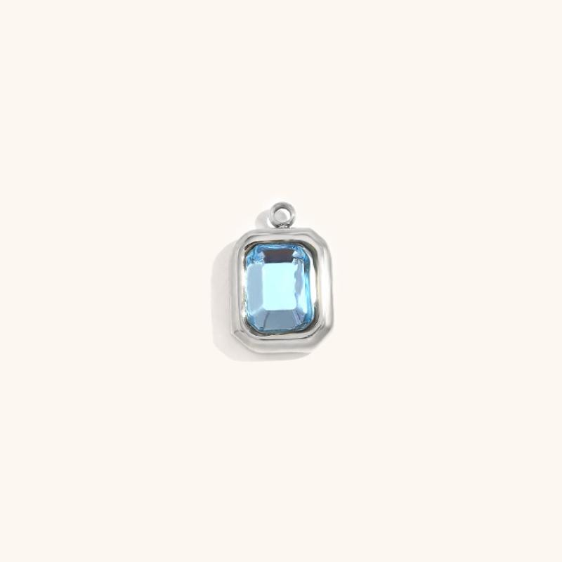 Square glass pendant december-steel color-blue diamond