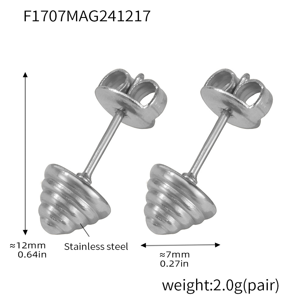 F1707-steel color threaded earrings