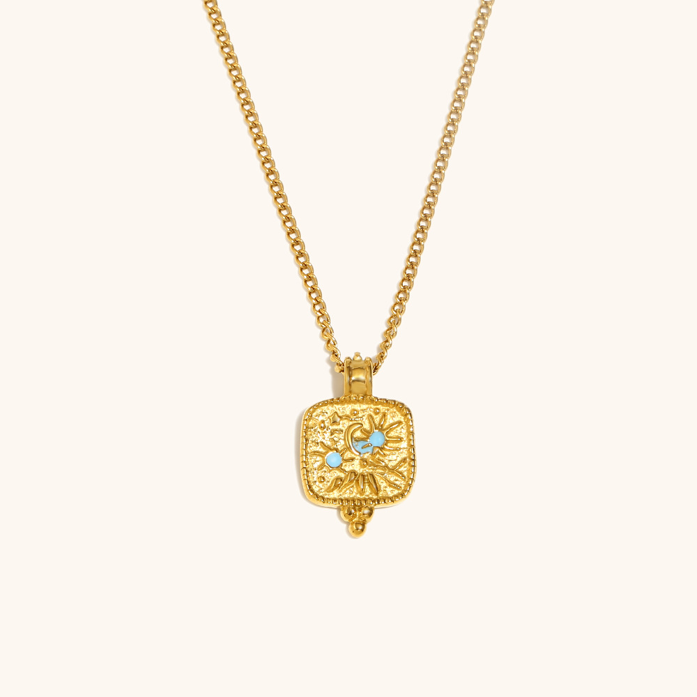 Star oil drop pendant necklace-gold