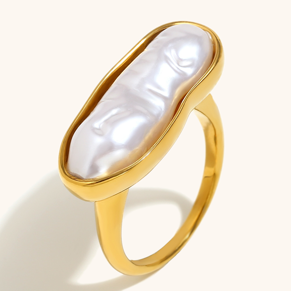 Long pearl ring-gold