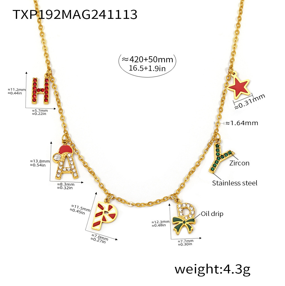 Txp192-christmas happy necklace