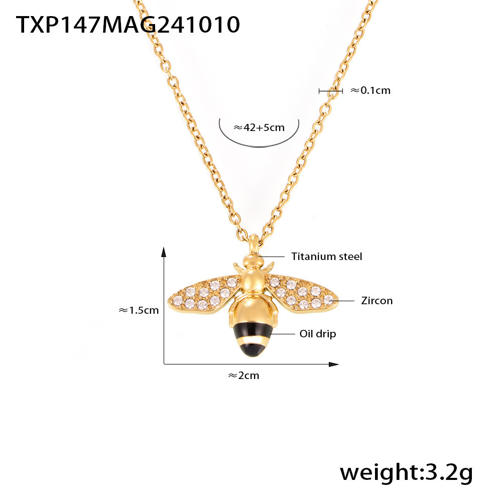 Txp147-golden bee necklace