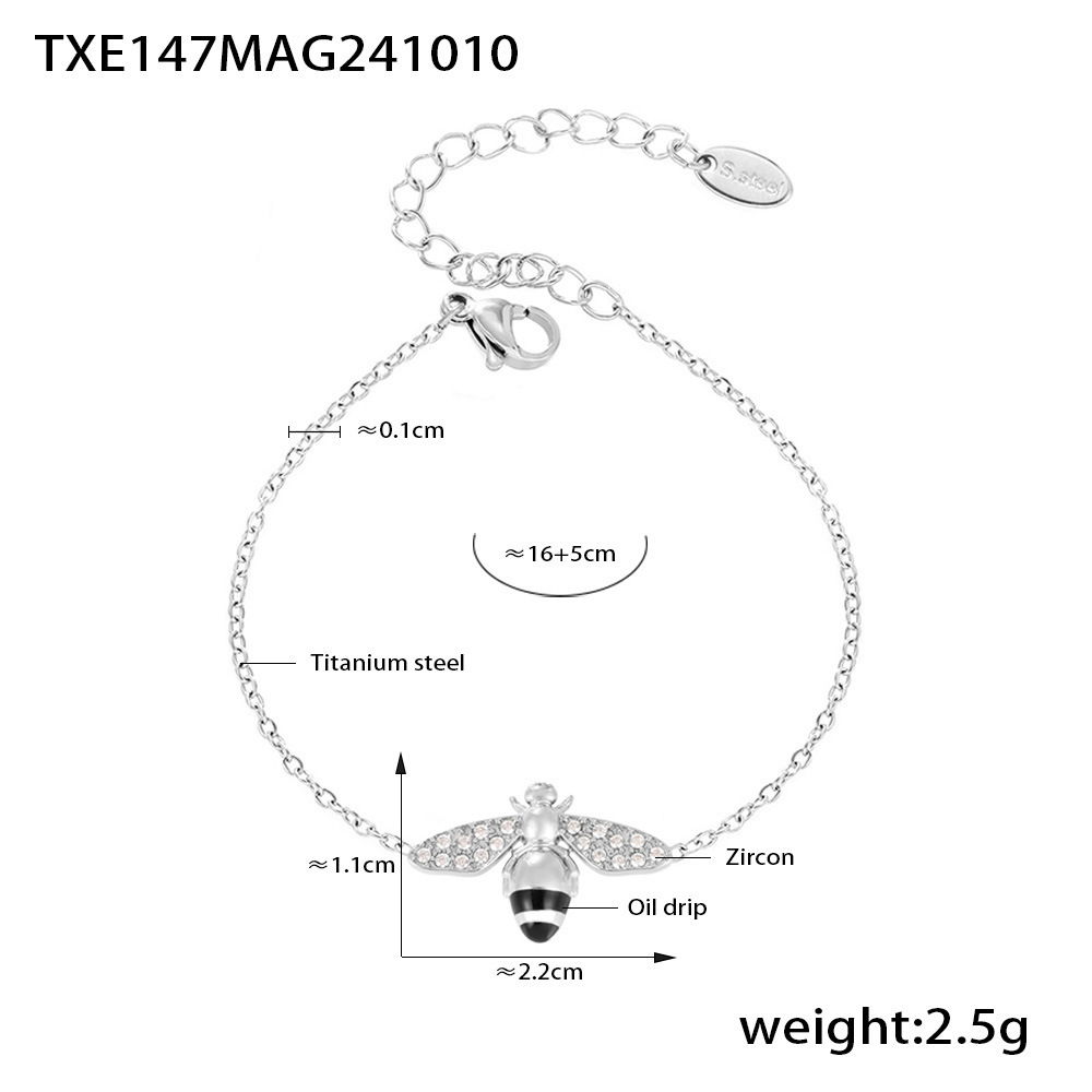 Txe147-steel color bee bracelet