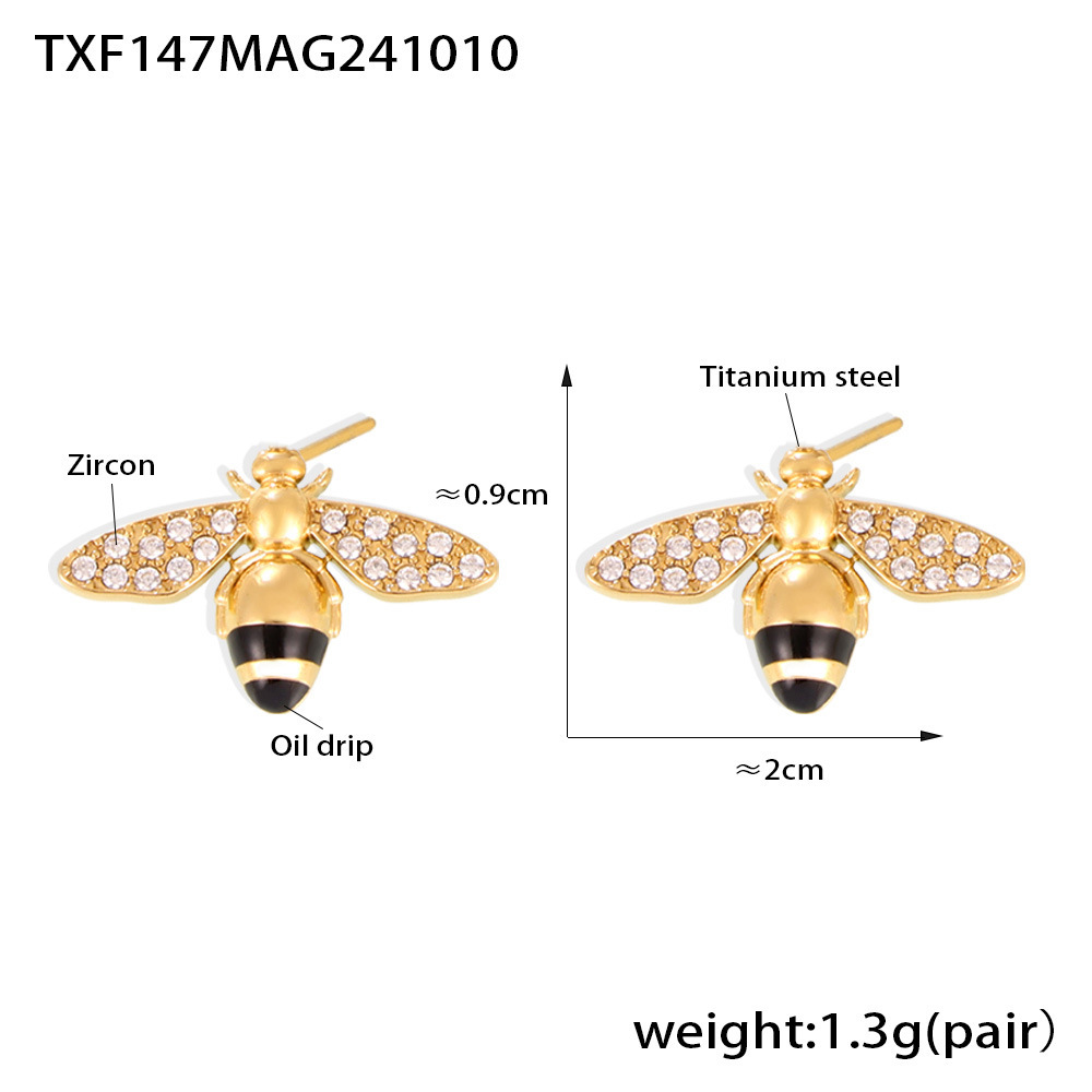 Txf147-gold bee earrings