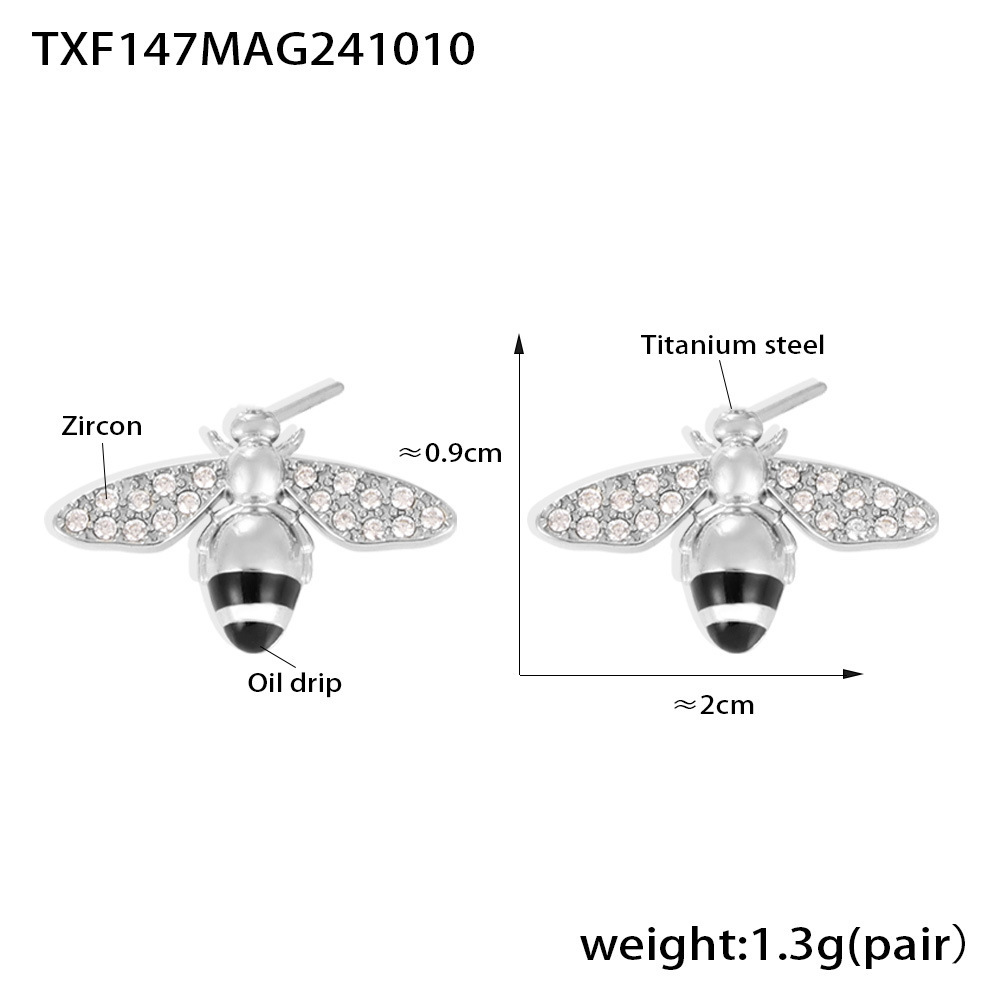 Txf147-steel color bee earrings