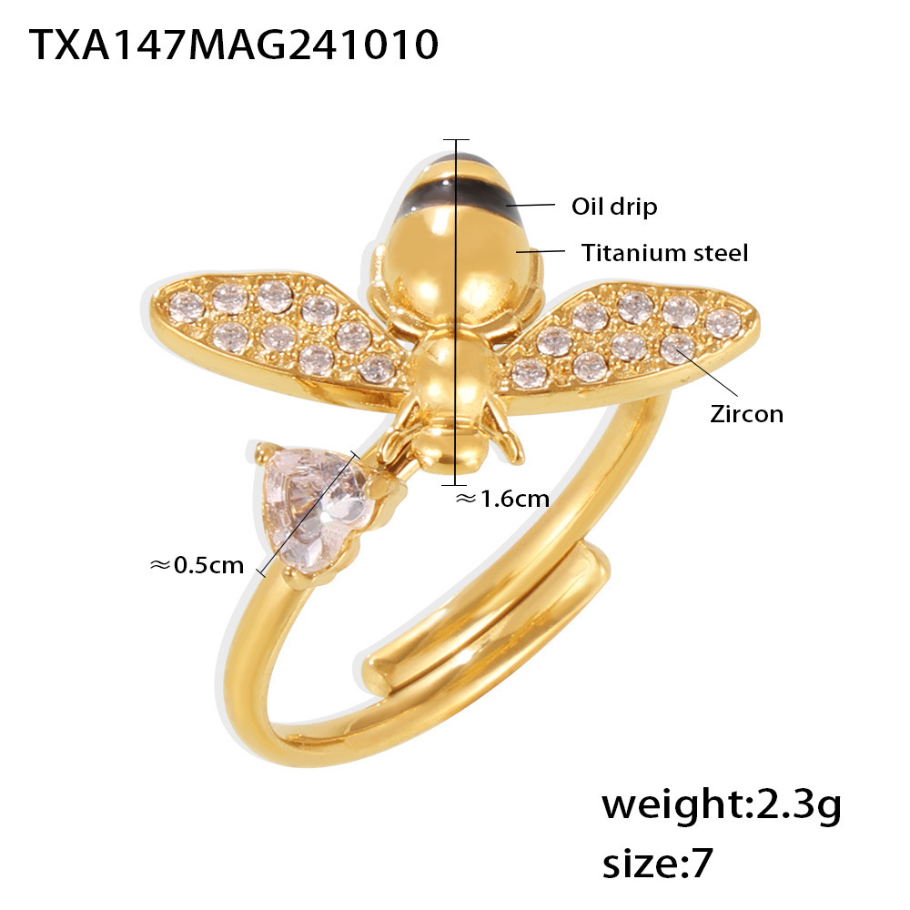 Txa147-golden bee ring-one size-7