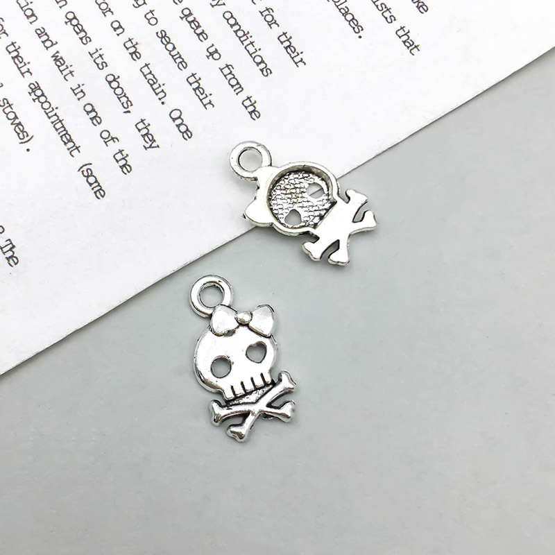 1 antique silver skull 9*16mm-0.5g-10878