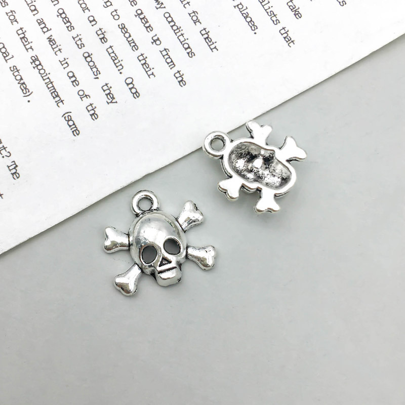 1 antique silver skull 15*14mm-1g-10888