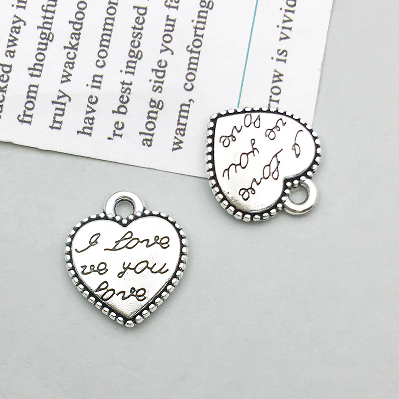 1 antique silver I love to you love love heart 12*13mm-0.9g-15488