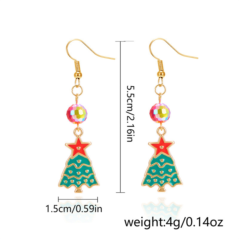 Five-pointed star christmas tree earrings