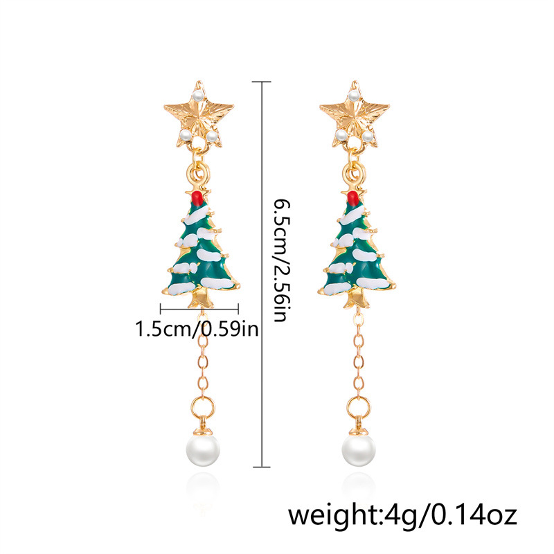 Christmas tree pearl earrings