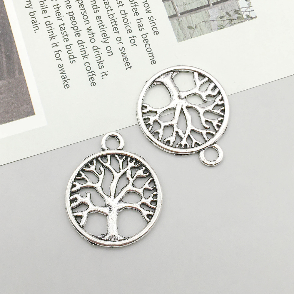 1 antique silver round tree of life 20*24mm-1.6g-4088