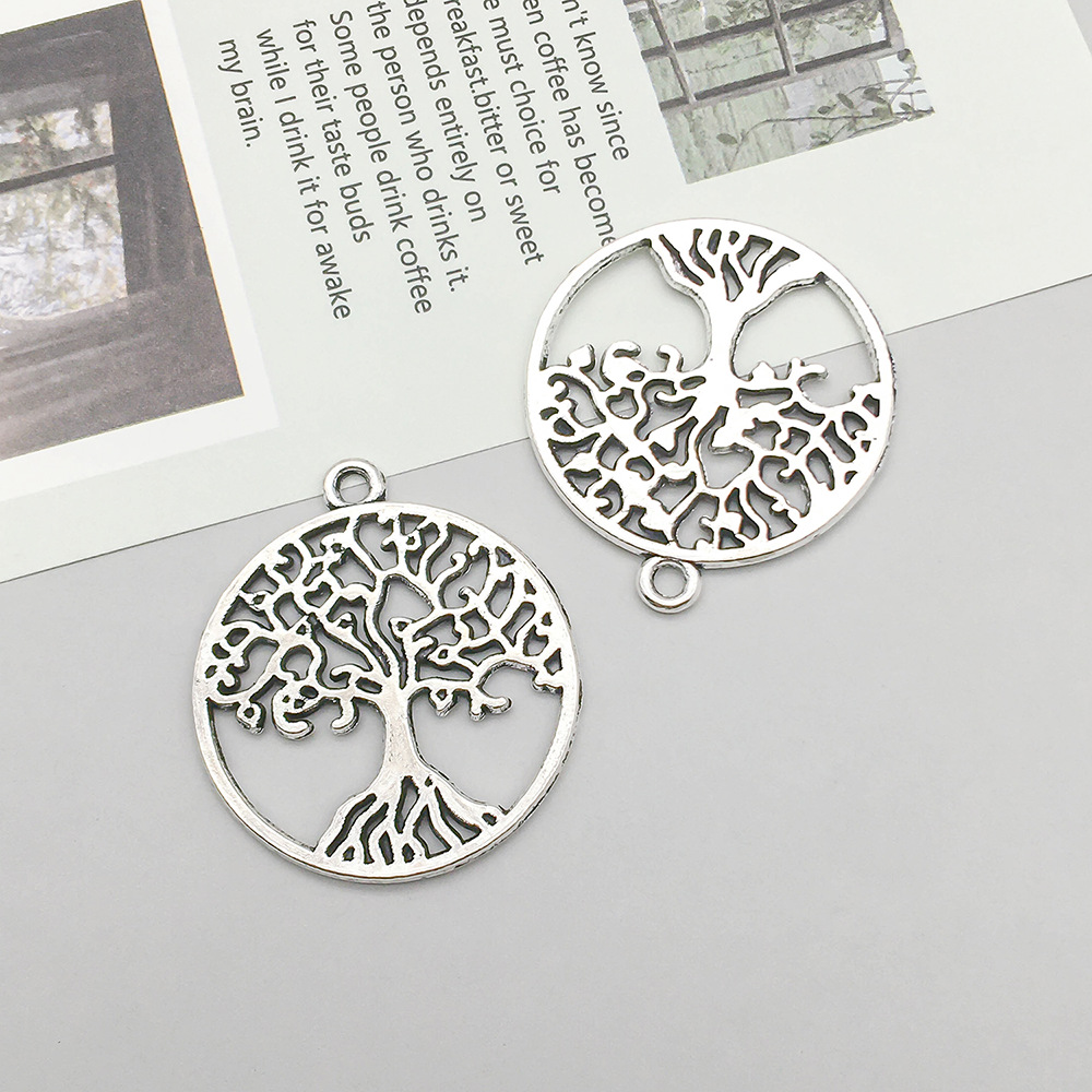 1 antique silver round tree of life 28*24mm-2.4g-7084