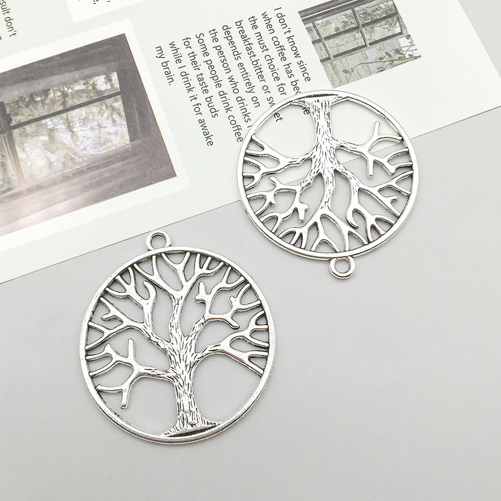 1 antique silver round tree of life 34*37mm-3.5g-8058