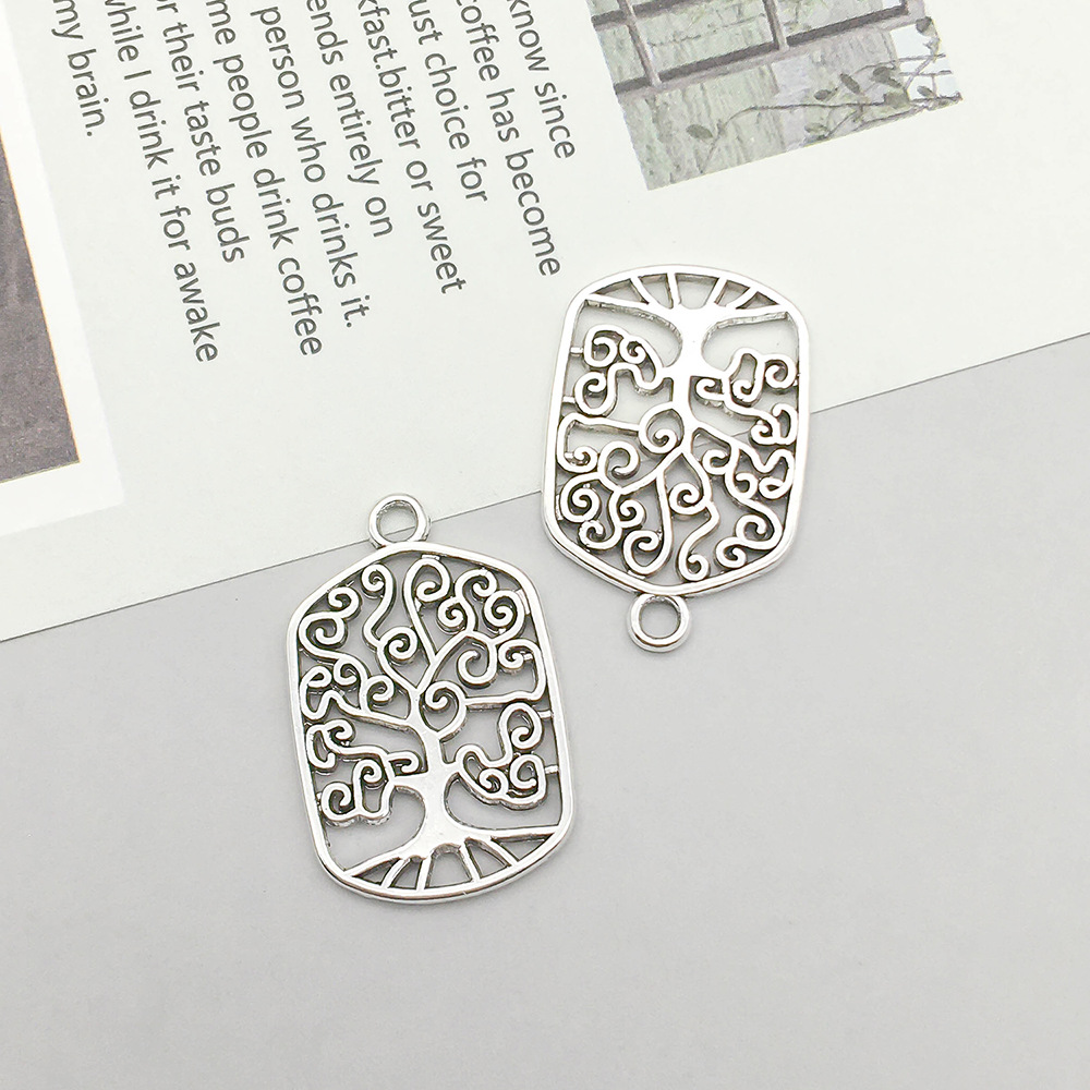 1 antique silver square tree of life 15*22mm-1.2g-9019