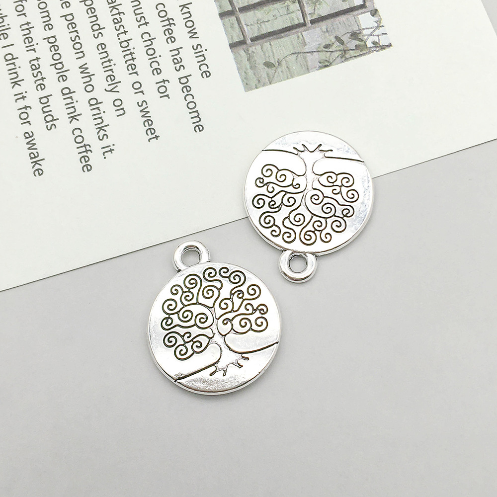 1 antique silver round tree of life 15*18mm-2g-11220