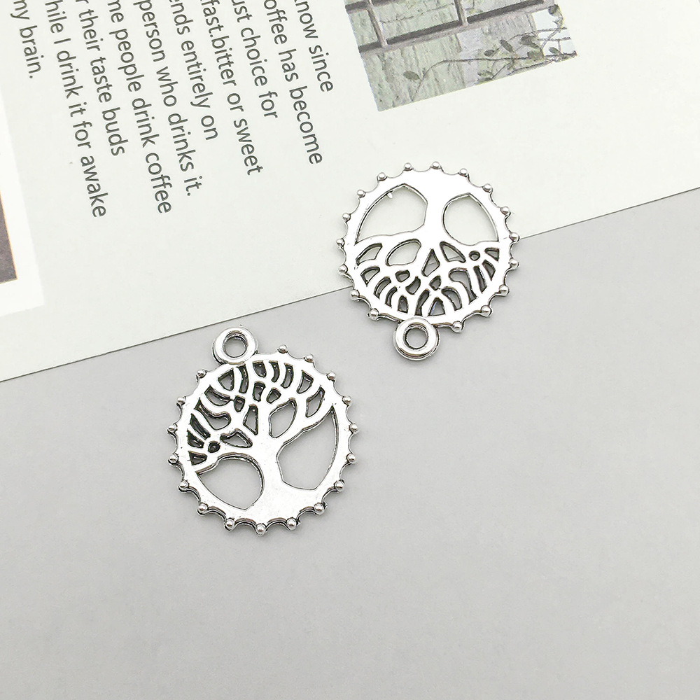 1 antique silver round tree of life 16*18mm-0.7g-11270