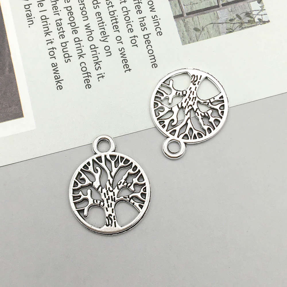 1 antique silver round tree of life 15*19mm-0.8g-17328