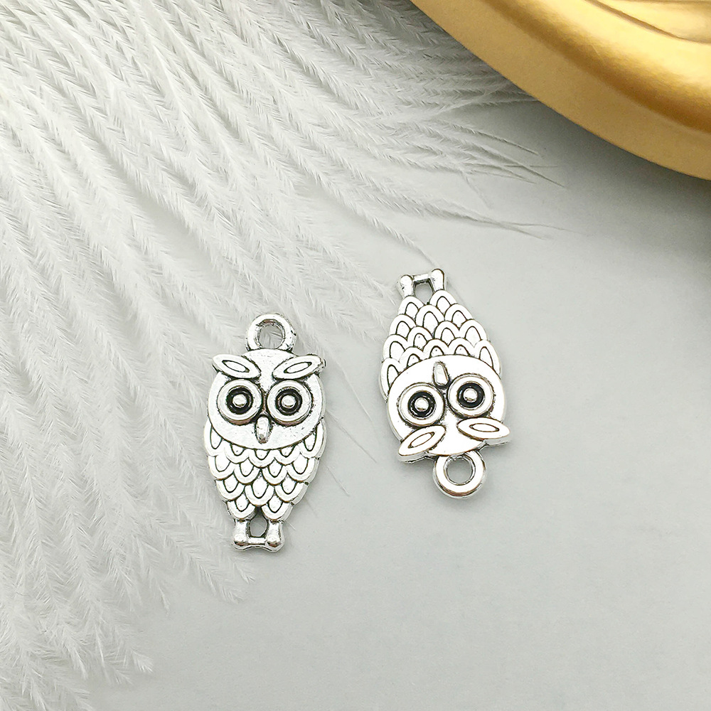 1 antique silver double-sided owl 10*18mm-1.1g-4953