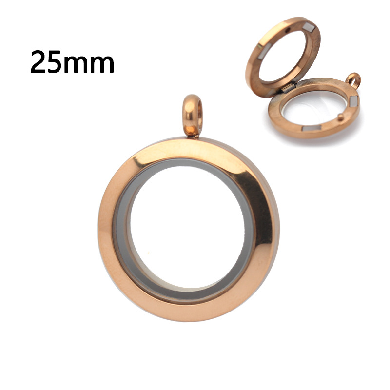 25mm magnetic glossy double glass-rose gold