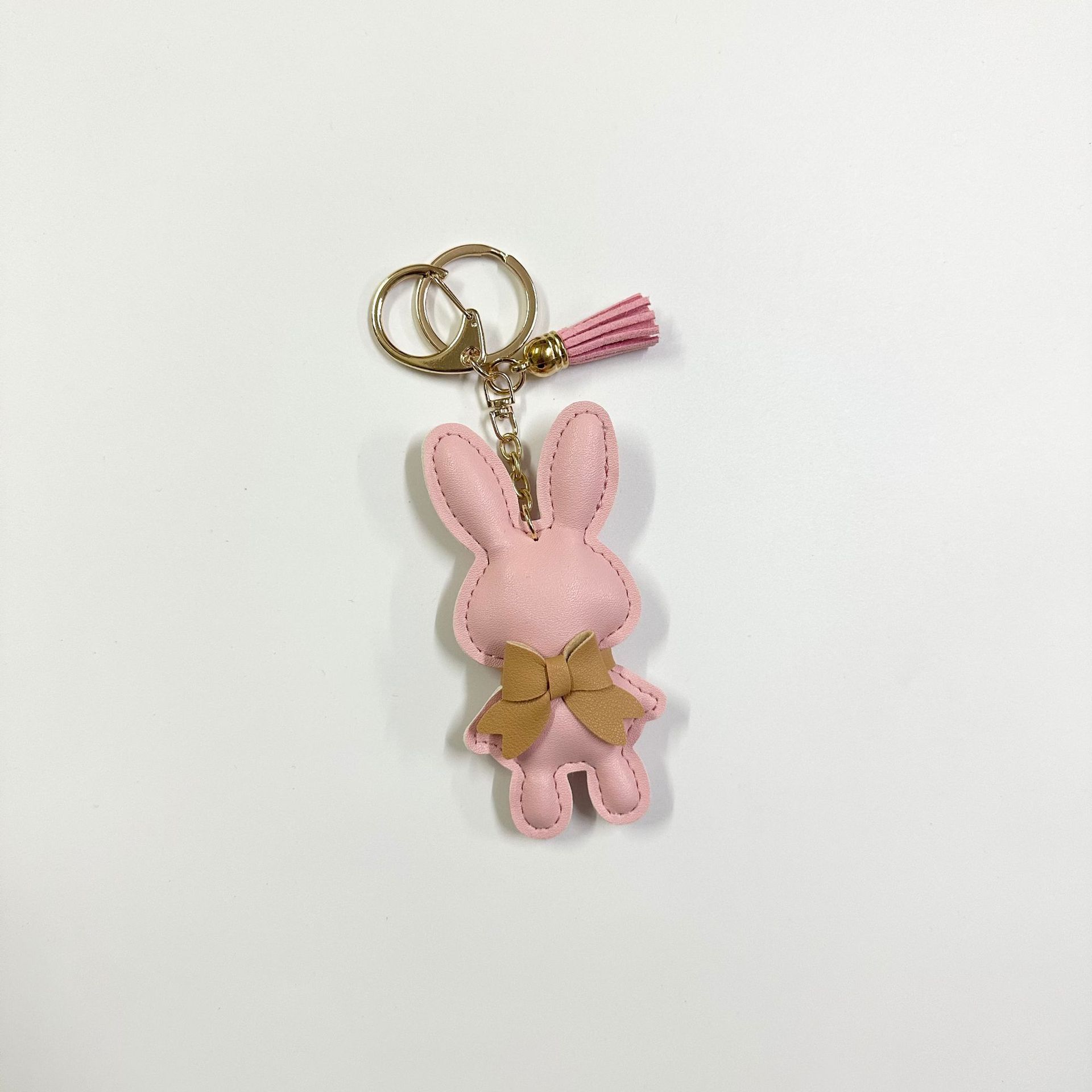 Pink Rabbit with Button Tassel