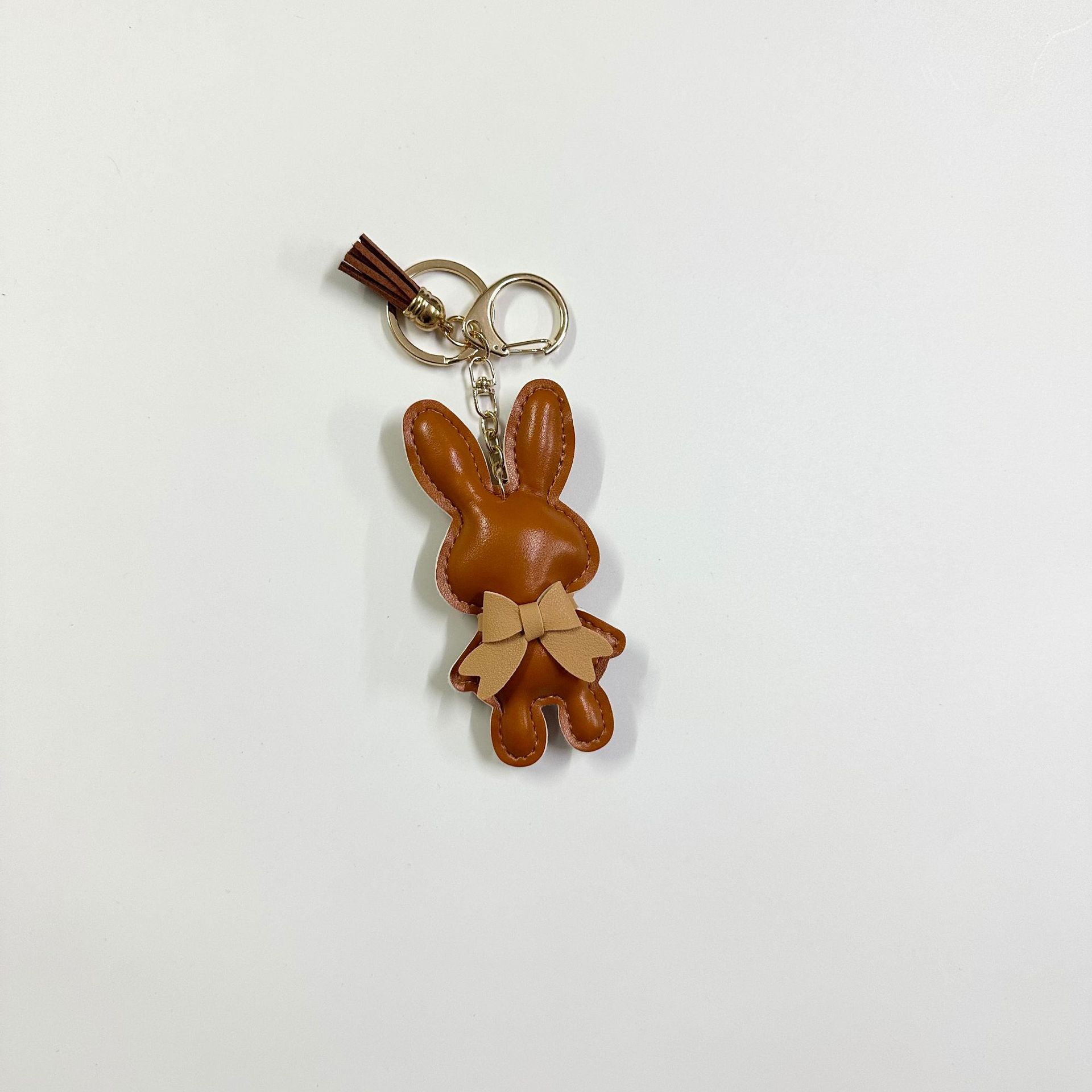 Brown Rabbit with Button Tassel