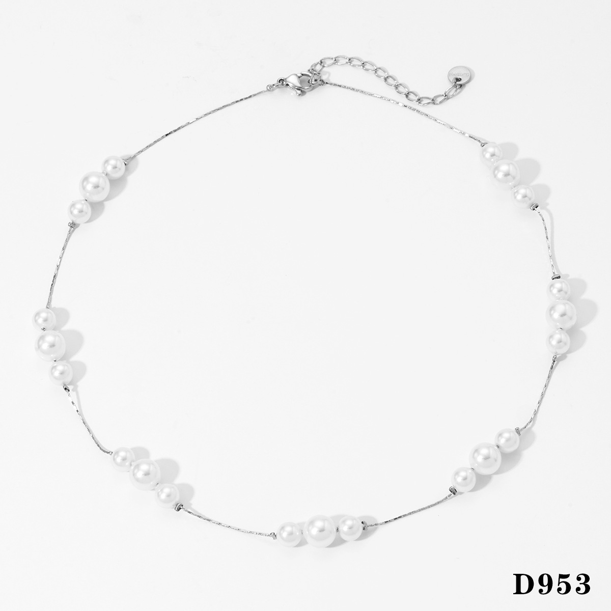 Silver white pearl necklace d953