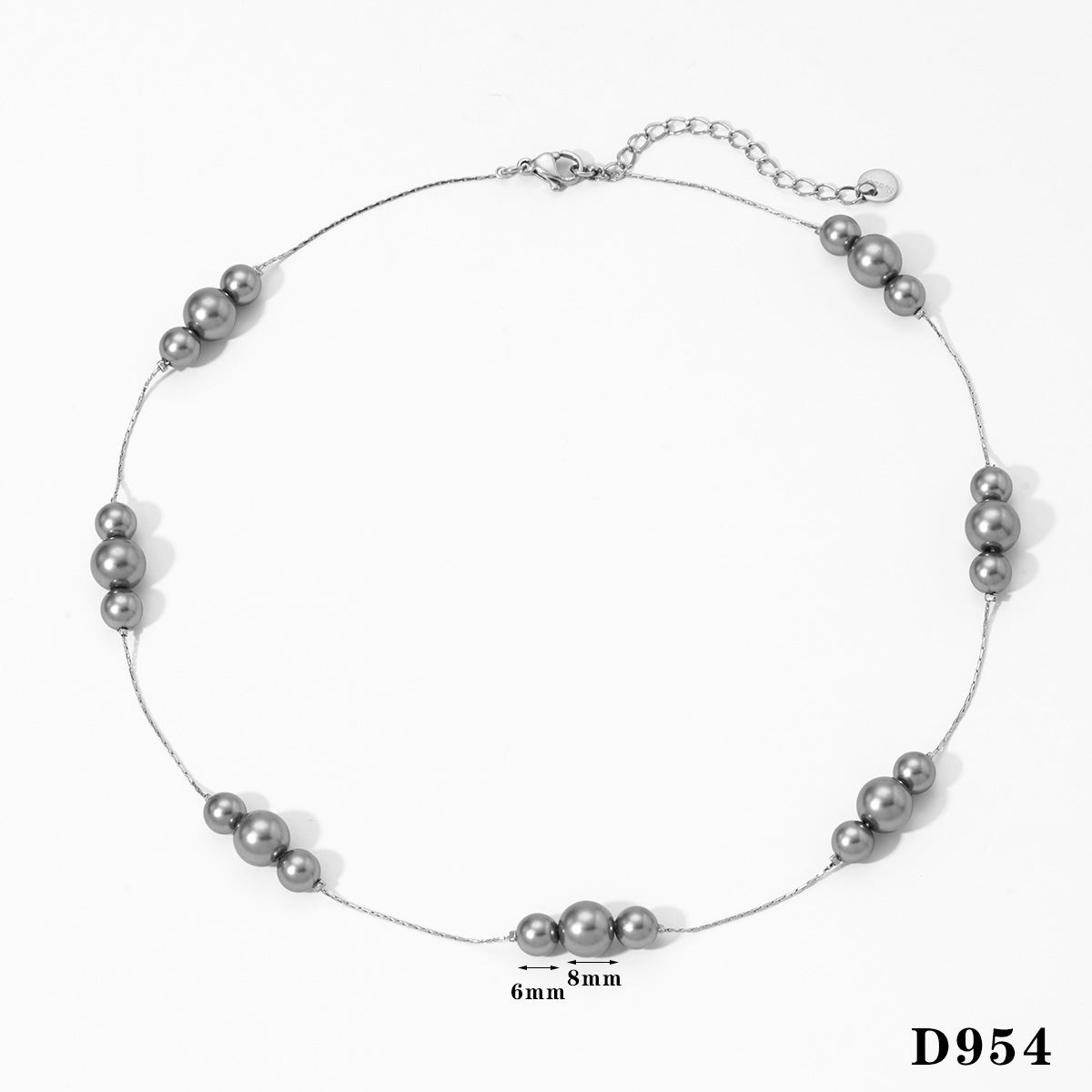 Silver gray pearl necklace d954