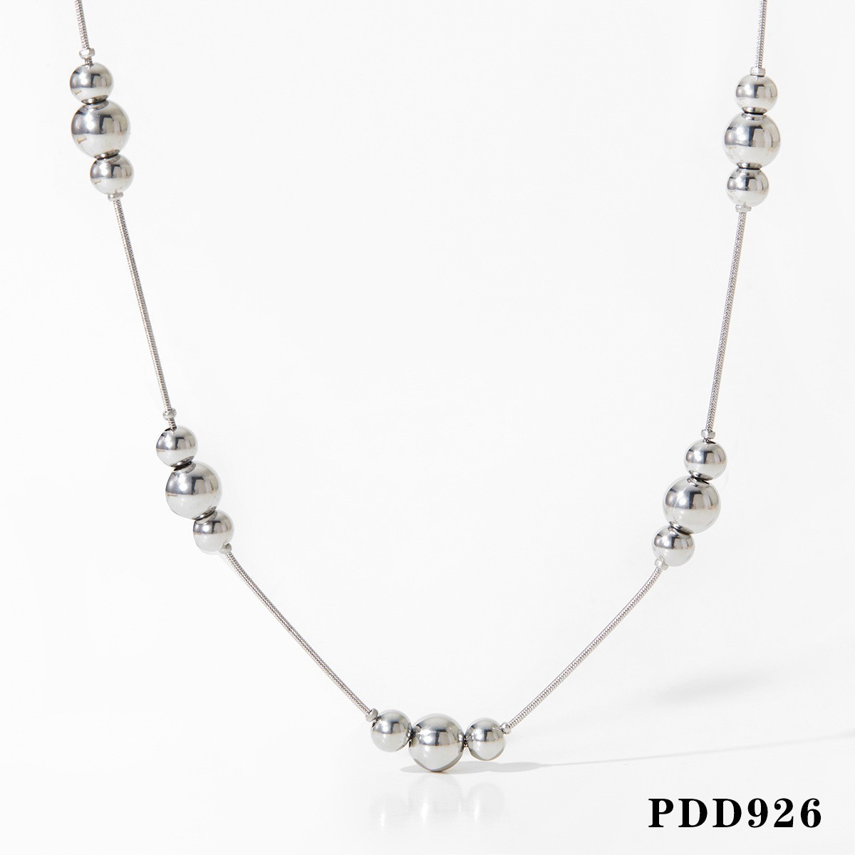 Silver steel ball necklace d926