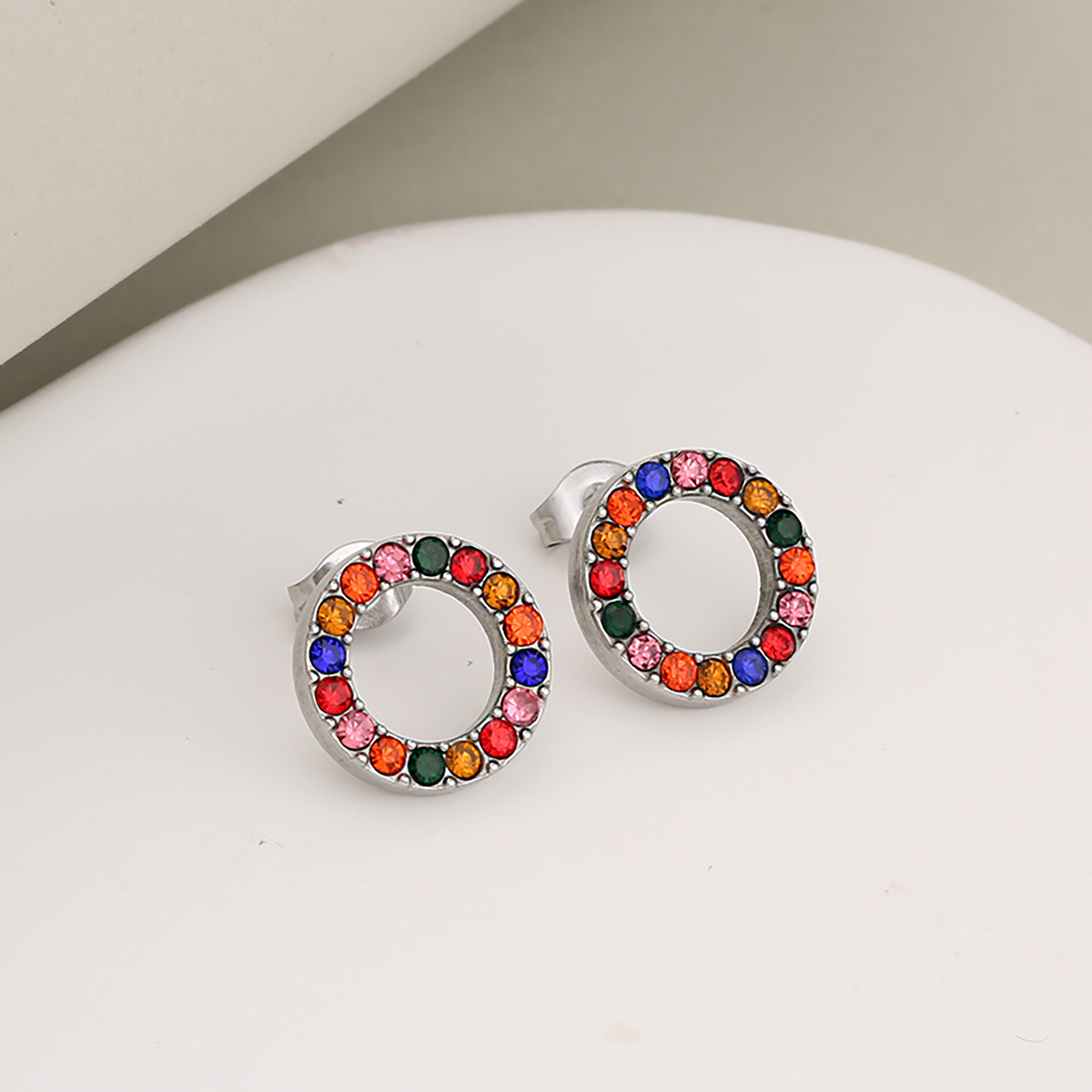 Steel color   colored stone (earrings)