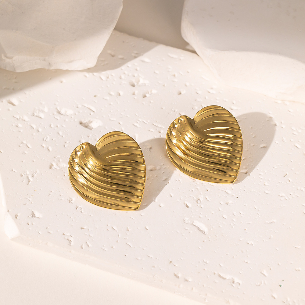 【tsg21】striped love earrings gold