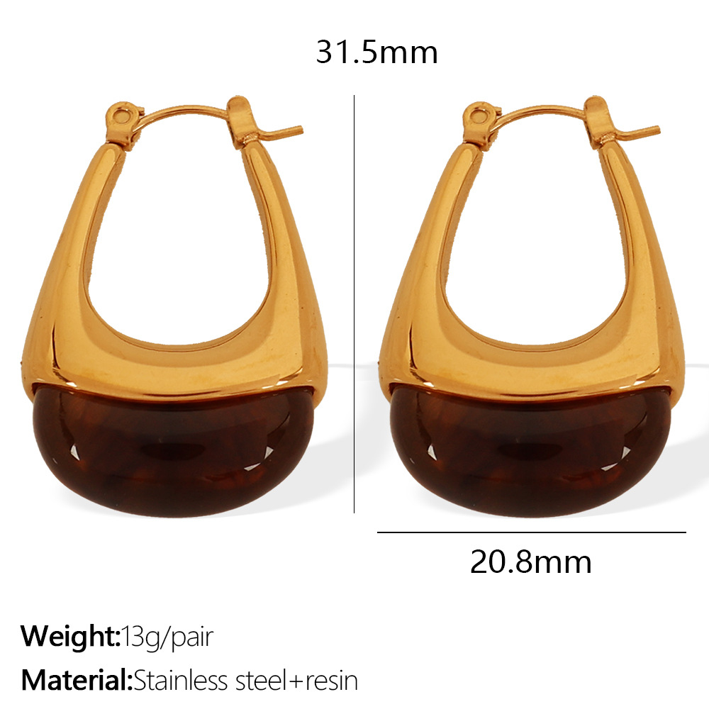 Eh736 amber resin gold earrings