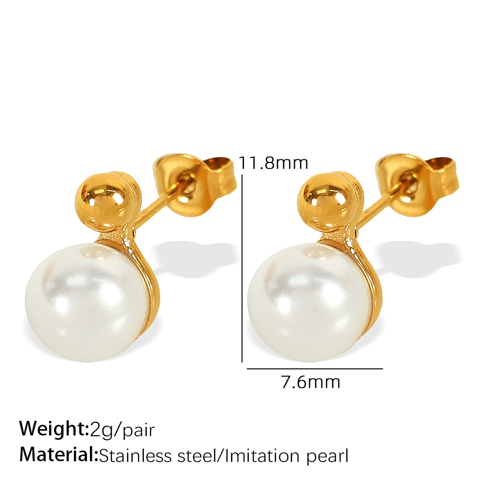 Eh704 white bead gold earrings