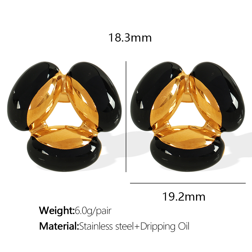 EH462 Black Drop Glue Gold Earrings