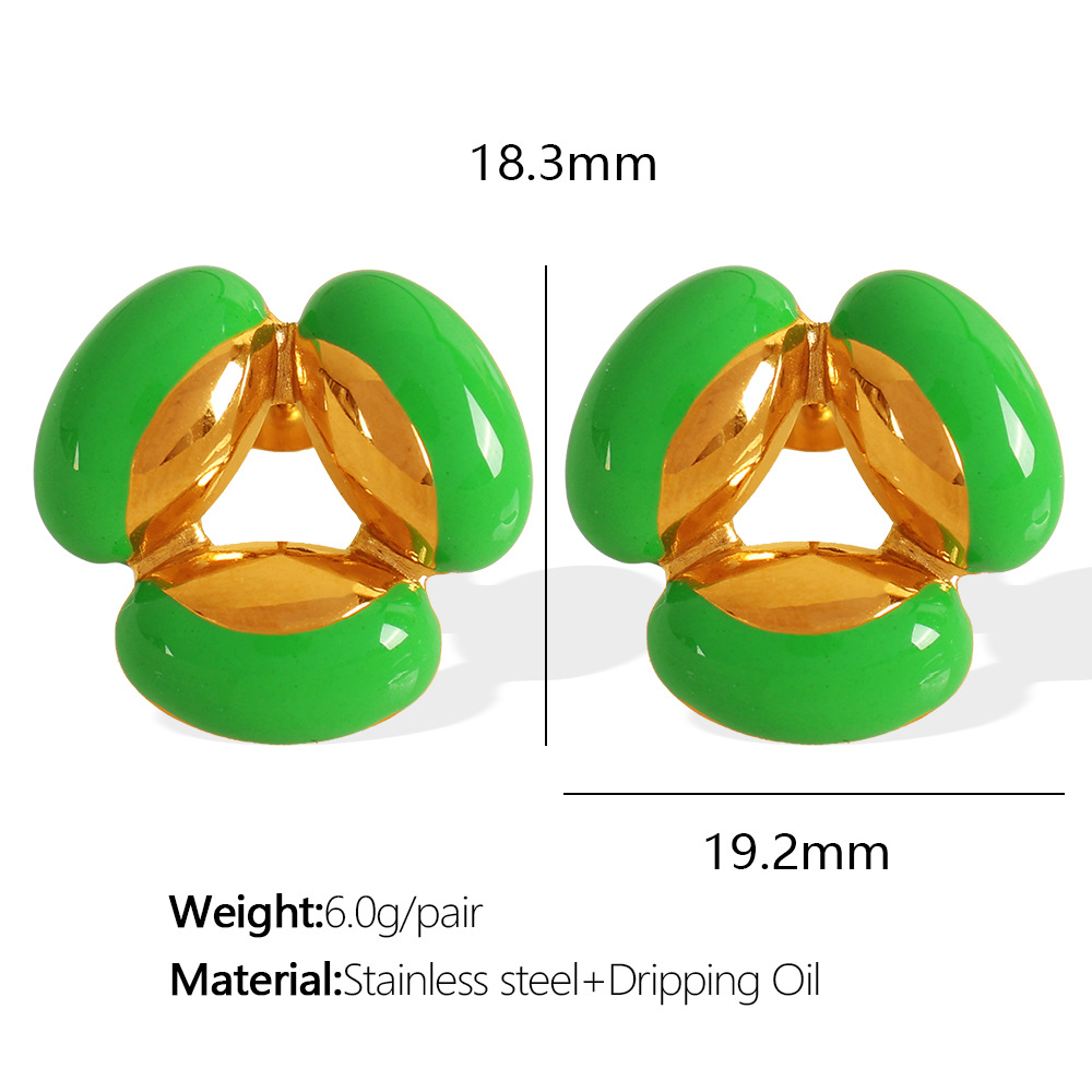 EH462 Green Drop Glue Gold Earrings