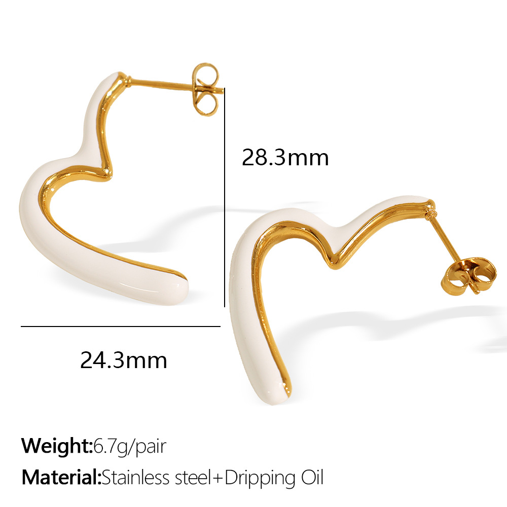 Eh808 white oil drop gold earrings