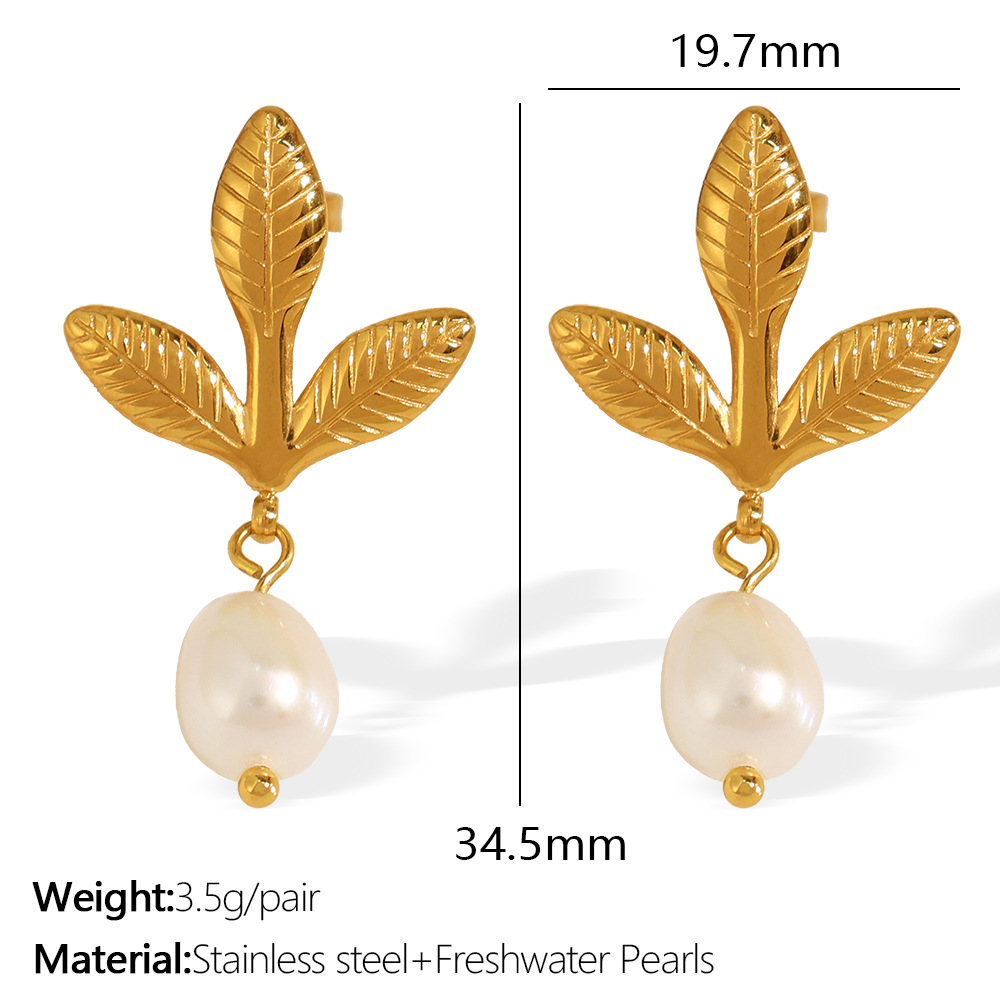 Eh856weg freshwater pearl gold earrings