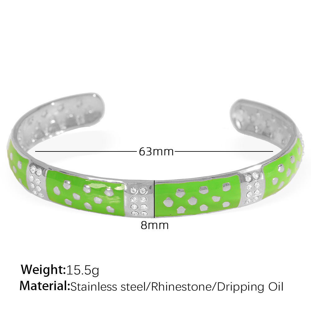 Sz192gns green dripping silver bracelet