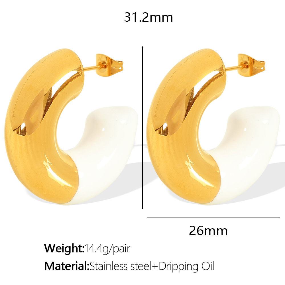 EH477 White Drop Glue Gold Earrings