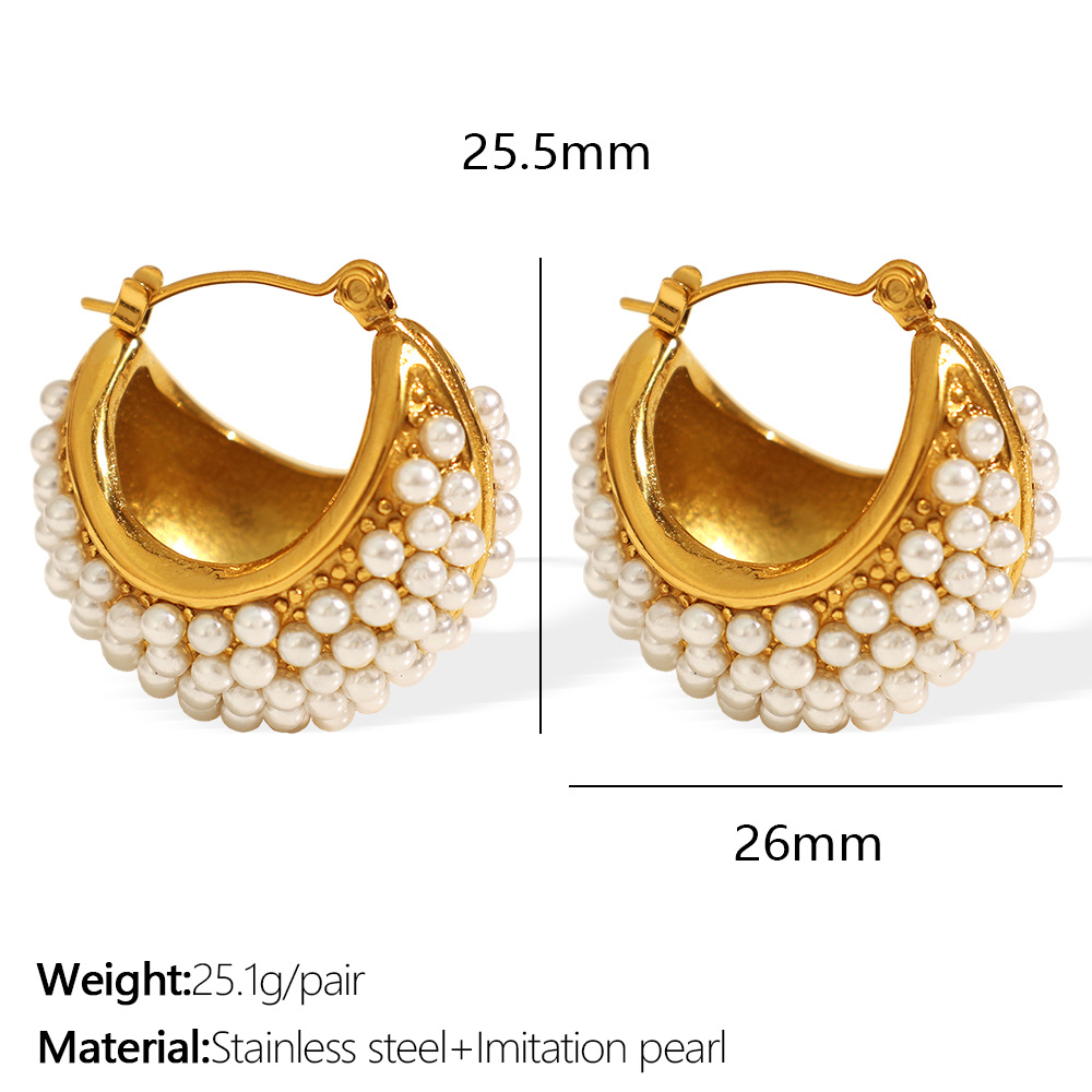 Eh858wepg white bead gold earrings