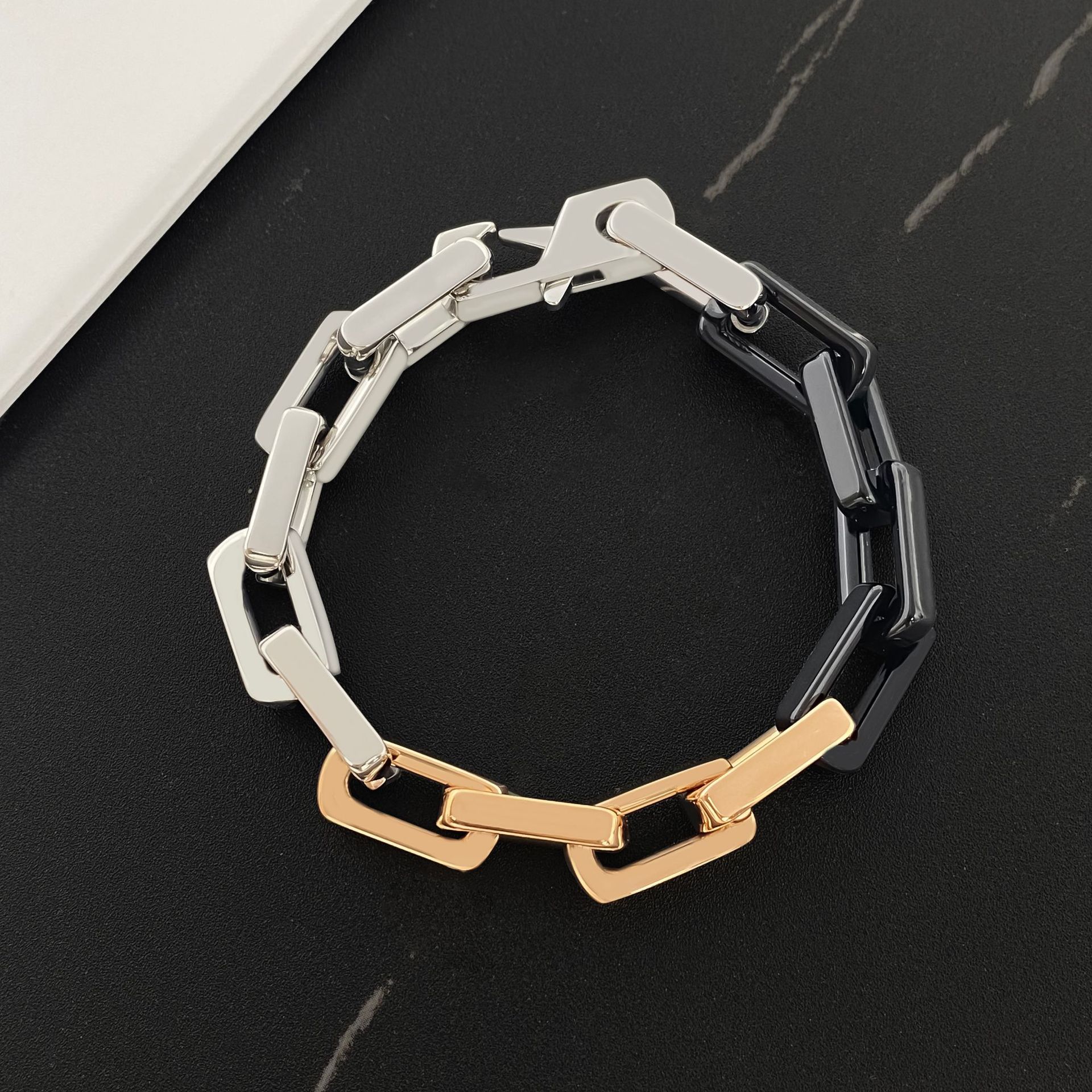 Rose gold black steel bracelet