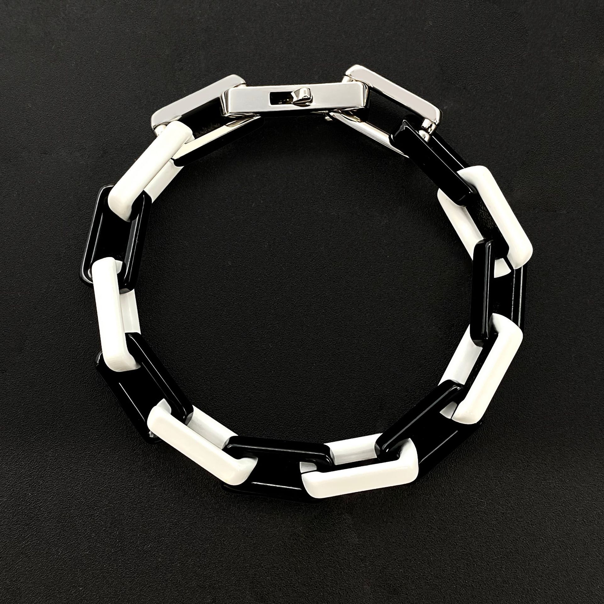 Black and white steel bracelet