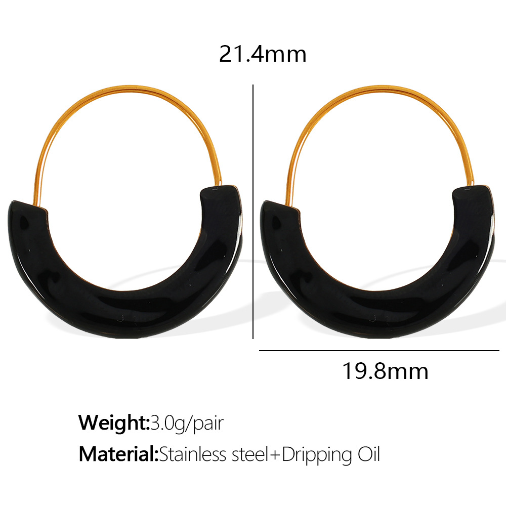 EH493 black oil drop gold earrings